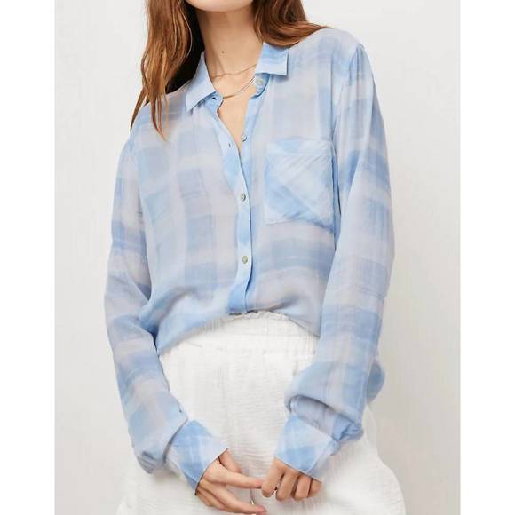 NEW RAILS josephine top in blue sky plaid - Picture 2 of 4